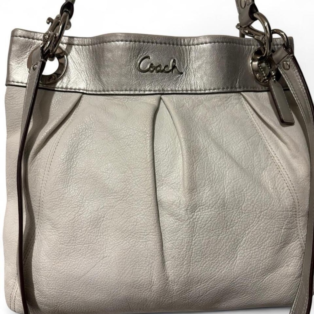 Coach Ashley Hippie  Women's Shoulder Bag in Cream and Silver